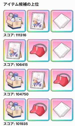 アイテム探索の結果